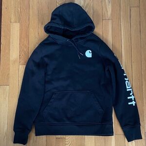 Carhartt Relaxed Fit Black Hoodie with White Logo